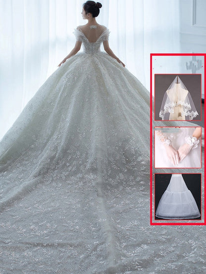 Off Shoulder French Main Wedding Dress EHAD +