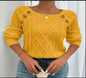 Square Neck Knitted Sweater With Button Design Winter Warm Long Sleeve Tops Women's Clothing EHAD +